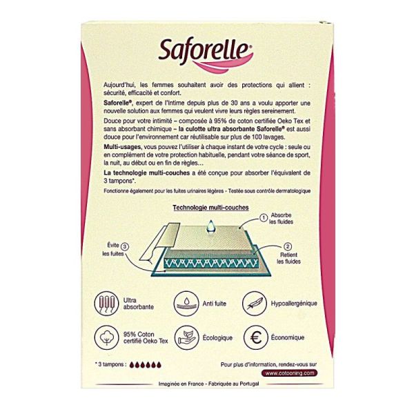 Saforelle Culotte Ultr Abs Règles Noire Txl